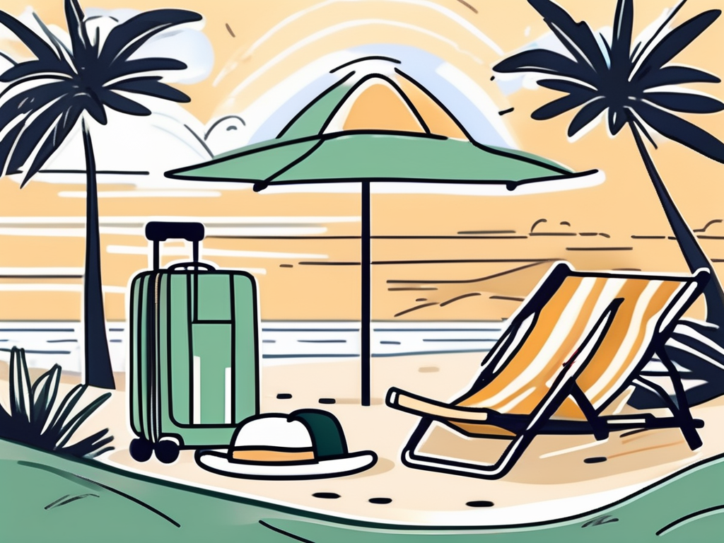 A wallet with money and a vacation-themed background such as a beach